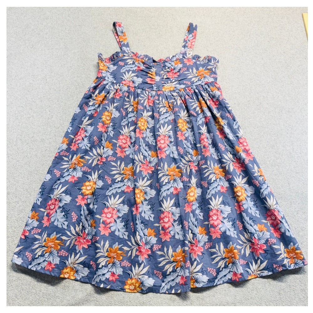 Janie and Jack Floral Cotton Sun Dress Girls Size 12 Blue Ruffle Girly Airy Boho